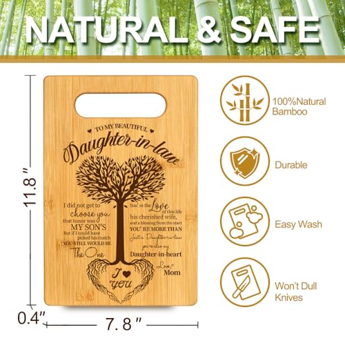 Personalized Thank You Gift Cutting Board for Daughter-in-Law - Heart Tree Bamboo Decor
