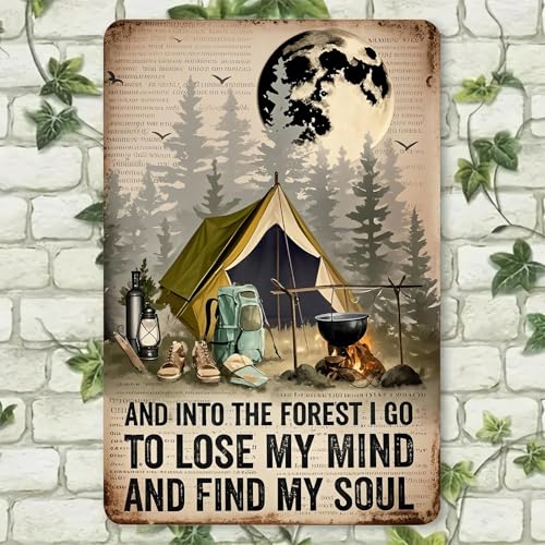 Retro Tin Sign Into The Forest Vintage Metal Wall Art 8x12
