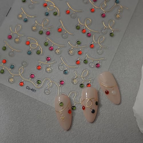 LYLYNB 5D Embossed Christmas Nail Art Stickers Self Adhesive Decals
