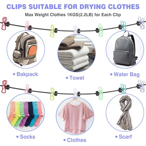 Portable Clothesline for Travel - 11.8Ft with 24 Clips