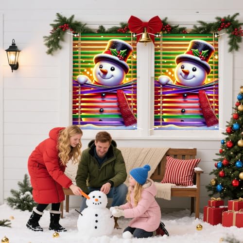 Nuxovilar Christmas Window Cover Banner Snowman 31x47 Inch Holiday Decor CU01093