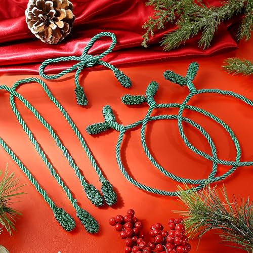 Green Christmas Garland Ties - 20 Inch Reusable Twist Ties for Holiday Decor
