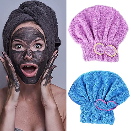 2 Pcs Microfiber Hair Drying Towel Set - Ultra Absorbent Bowknot Turban