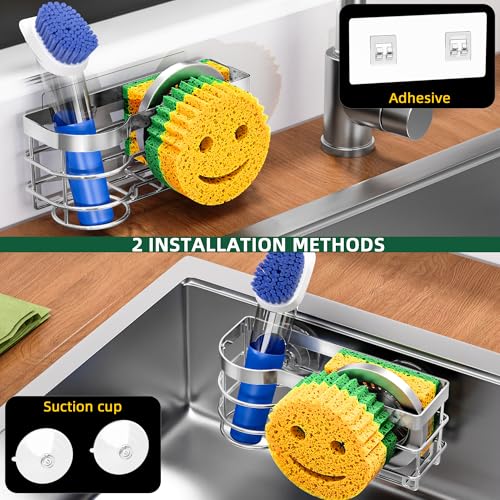 Cisily Stainless Steel Sponge Holder for Kitchen Sink Caddy