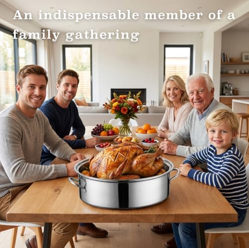 Silver 18.1-Inch Stainless Steel Roasting Pan with Rack and Lid