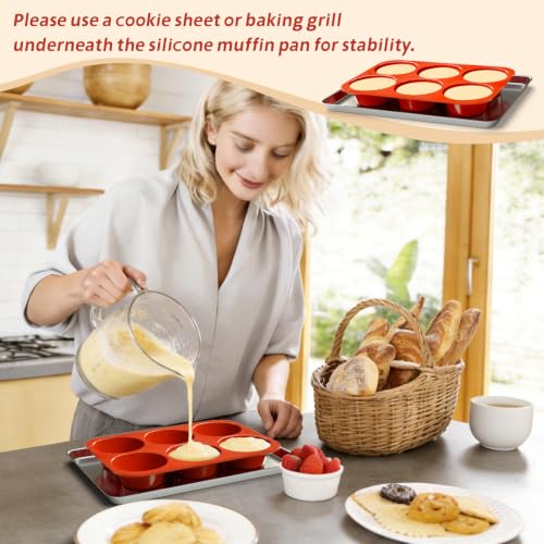 SINBEE Silicone Muffin Pans - 3-Pack Nonstick 6-Cup Molds