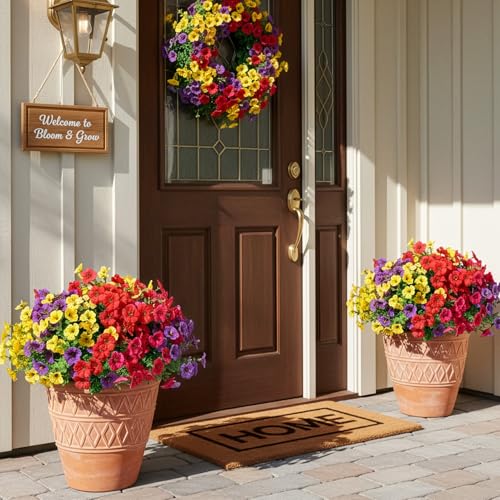UV Resistant Artificial Flowers - 14 Bundles for Outdoor Decoration
