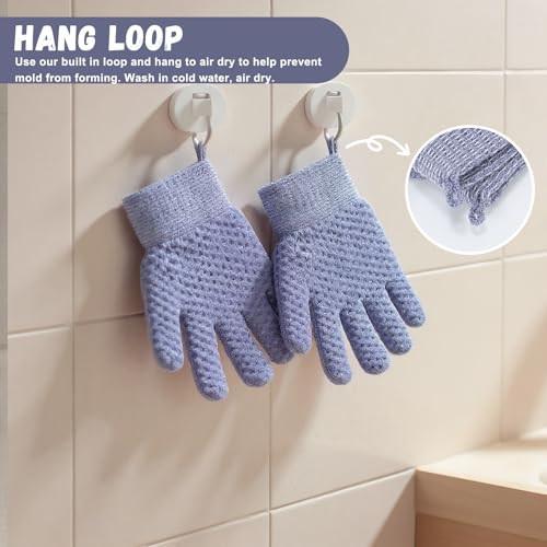 Exfoliating Dual Texture Bath Gloves for Body Scrub and Dead Skin Removal