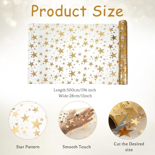 Gold Star Table Runner 16 Ft - Elegant Party & Wedding Table Decor