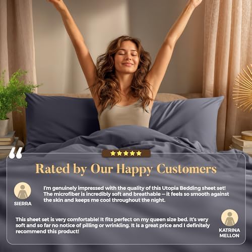 Utopia Bedding California King Sheet Set - Soft, Breathable Microfiber, 4-Piece in Grey | Oeko-Tex Certified