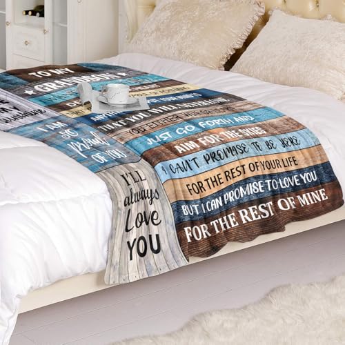 60x50 Blue Grandson Throw Blanket - Birthday & Graduation Gift from Grandma