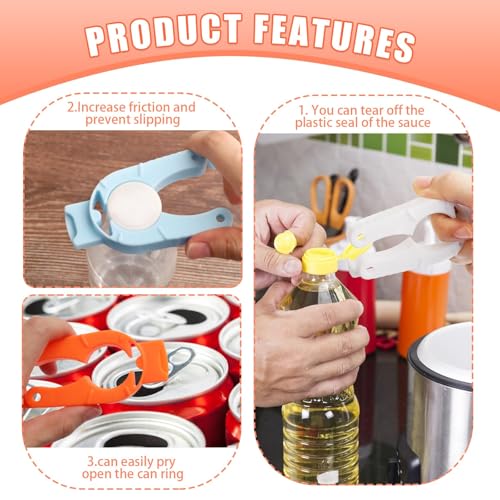 6-Pack Ergonomic Plastic Bottle Cap Openers for Easy Grip