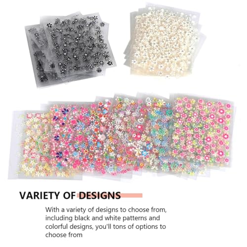 50 Sheets Floral Nail Stickers 3D Self-Adhesive Flower Decals Art Design