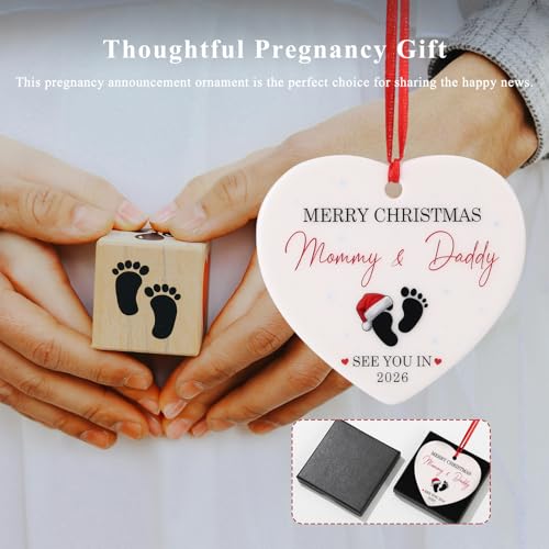 Baby's First Christmas Ornament 2025 - Heart-Shaped Ceramic Keepsake