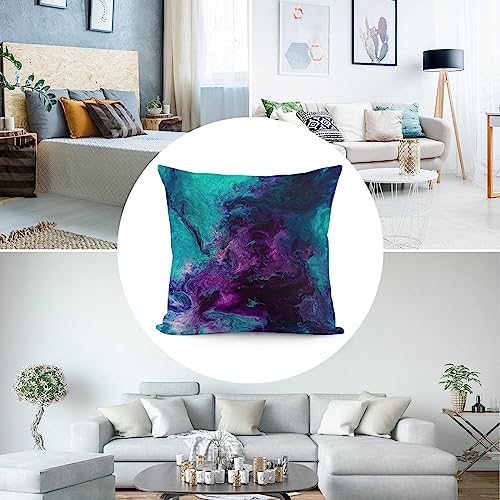 Galaxy Velvet Throw Pillow Cover - Purple Teal 12x12 Cozy Cushion