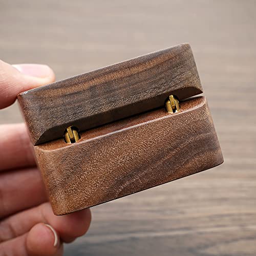 molchagar Wooden Ring Box for Wedding Ceremony, Rustic Holder