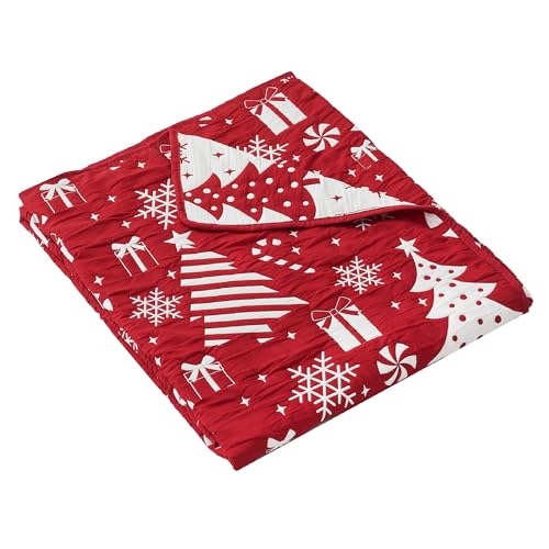 Reversible Holiday Throw Blanket 50x60 inches Peppermint Party - Festive Christmas Decor