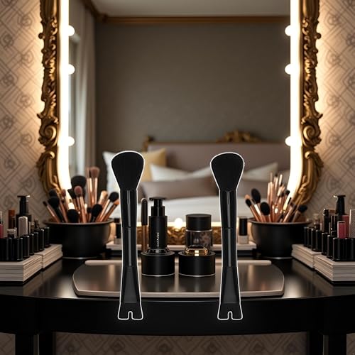 Zhuluck 2-in-1 U-Shaped Nose Contour Makeup Brush, Dual Ended Sculpting Brush, Black, 2 Pack