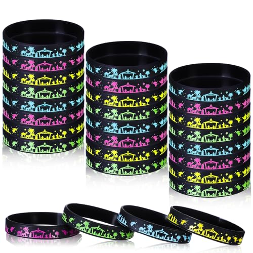 100 Pcs Christmas Nativity Silicone Bracelets Wristbands - Religious Holiday Gift