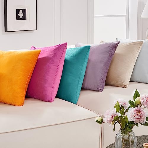 Deconovo Turquoise Velvet Throw Pillow Covers, 26x26 Inch | 2 Pack
