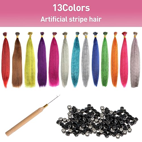 Kootinn Synthetic Hair Feather Extensions Kit with Beads and Crochet Hook