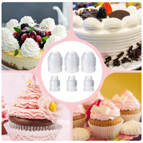 6 Pack Piping Bag Couplers - Reusable Plastic Cake Decorating Set