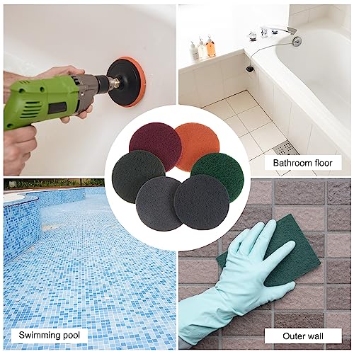HARFINGTON 4-Inch Power Scrubbing Pads - 8pcs Scouring Set for Kitchen & Bathroom Cleaning