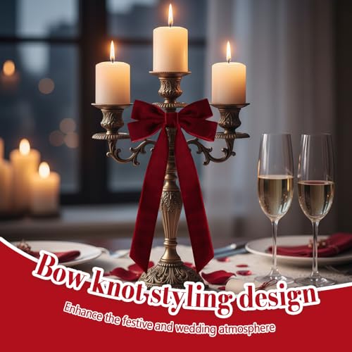 DONGKER 12PCS Velvet Wedding Decorative Bows - Elegant 8.7" x 5.1"