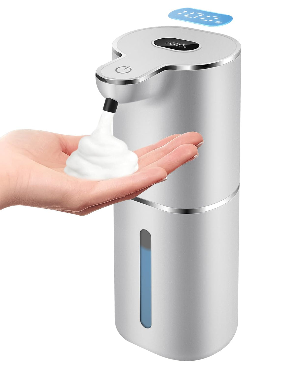 Automatic Foaming Soap Dispenser with Digital Display, 6-Level Foam Adjustable, Rechargeable, 12.8oz/ 380ml Wall Mounted Touchless Hands Free Auto Dispenser for Kitchen, Bathroom, Hotel, Restaurant