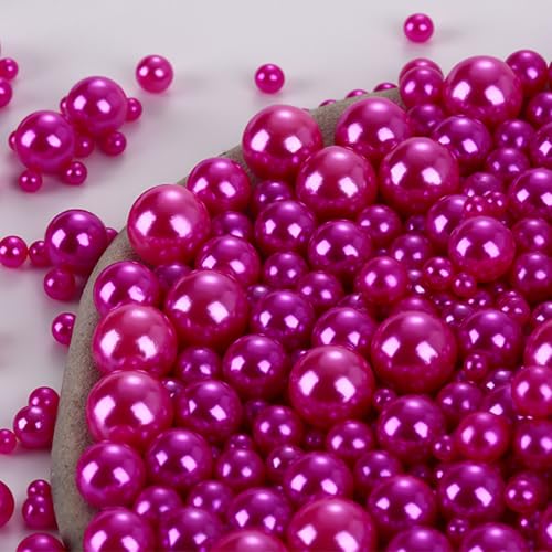 Rose Red No Hole Pearls - 100g Craft Beads for DIY Projects