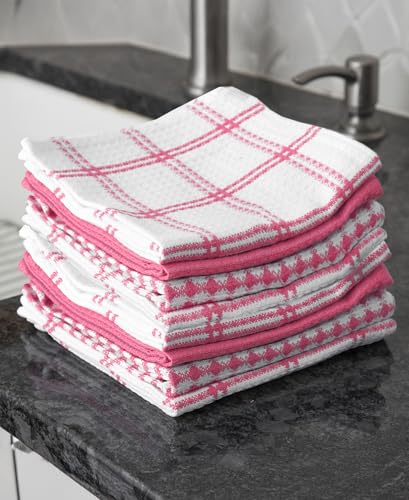 T-Fal Premium Cotton Waffle Dish Cloths - 8-Pack, Highly Absorbent & Soft
