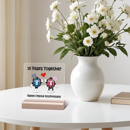 15th Wedding Anniversary Acrylic Desk Decor Sign for Couples