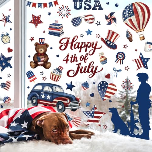 Patriotic 4th of July Window Clings - 8 Sheets of Decals