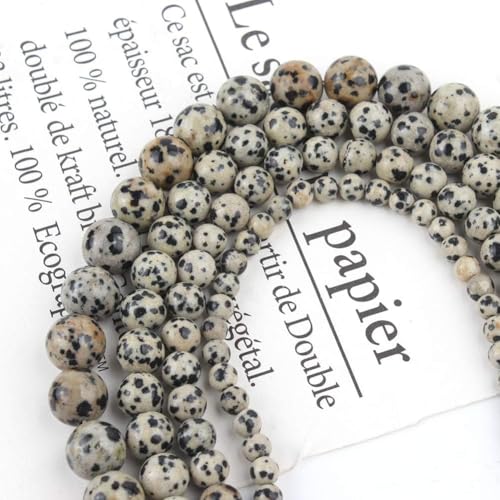 Dalmatian Spot Jasper Bead Kit - 15-Inch, 6mm Round Beads for Jewelry Making