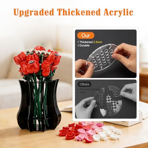 Acrylic Vase for LEGO Flower Bouquet - Sturdy Display Stand