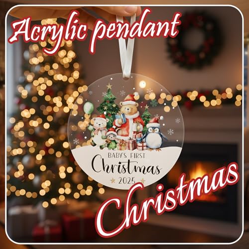 Baby's First Christmas Ornament 2025 - Forest Animal Theme