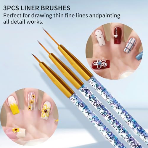 31-Piece Professional Nail Art Brush Set and Liner Tools - Pink
