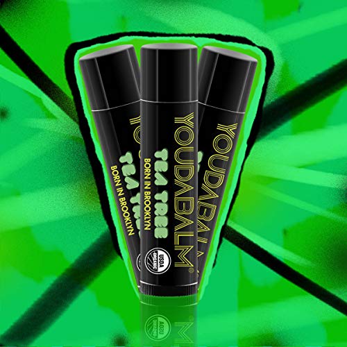You Da Balm Organic Lip Balm Tea Tree - 100% Natural Moisturizer for Dry Cracked Lips 3 Pack