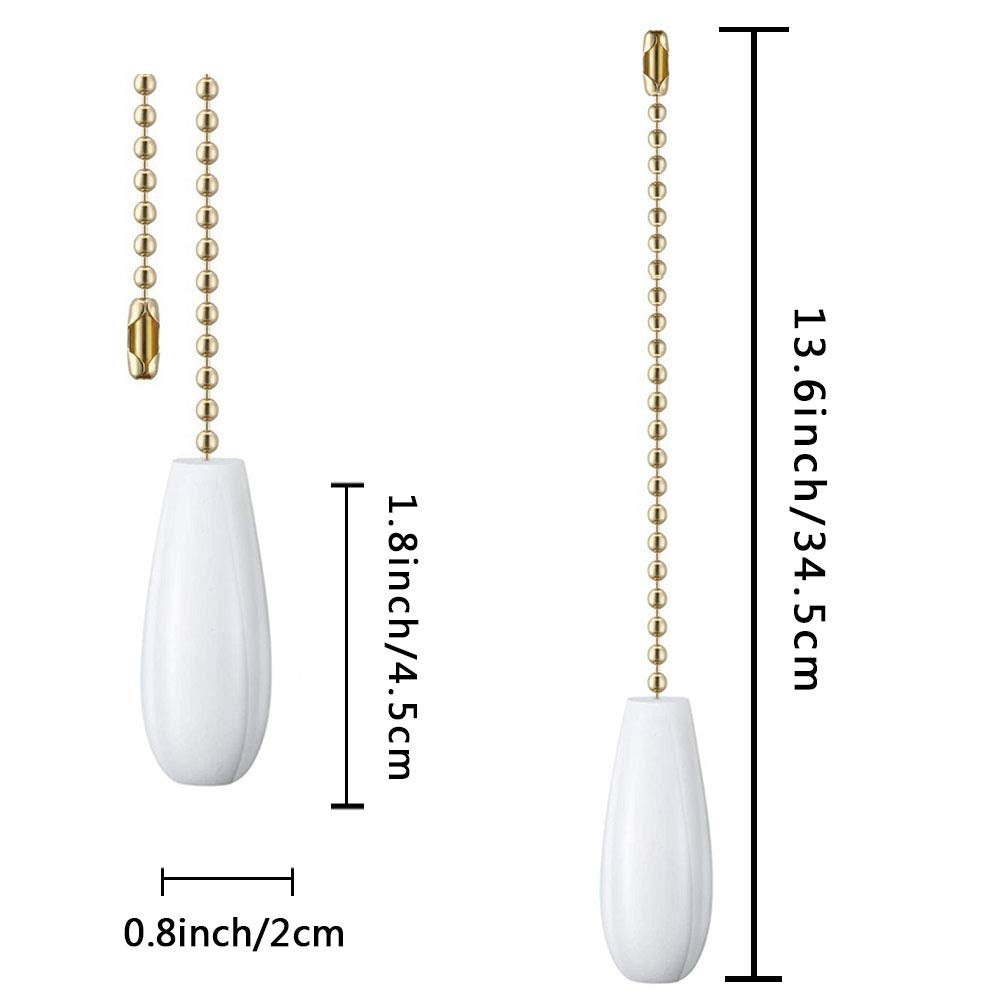 Akahttbn 12 Inch Gold Wooden Ceiling Fan Chain Pulls Set of 4 with Feng Shui Function