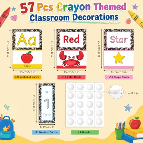 57 Pcs Composition Book Alphabet & Number Cards for Classroom