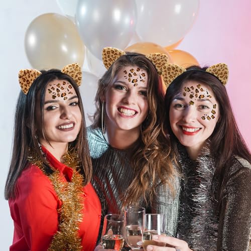 Leopard Ears Headband with Matching Temporary Tattoos Halloween Cosplay