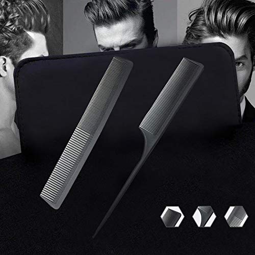 AFT90 Carbon Fiber Teasing & Barber Comb Set, Fine and Wide Tooth
