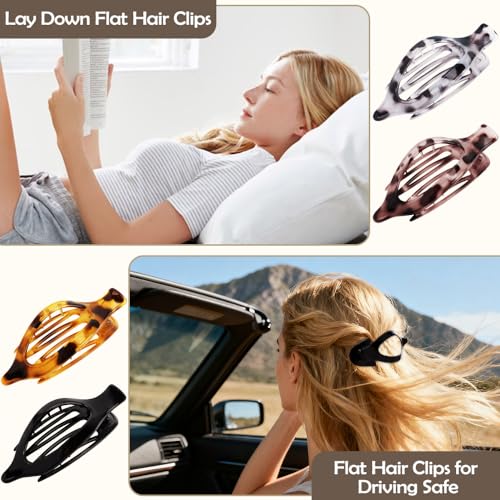 Atoden Flat Hair Claw Clips Large Non-Slip Duckbill Barrettes 4Pcs
