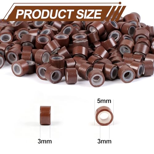 1000 Pcs Silicone Lined Micro Links Beads 5mm Hair Extension Rings