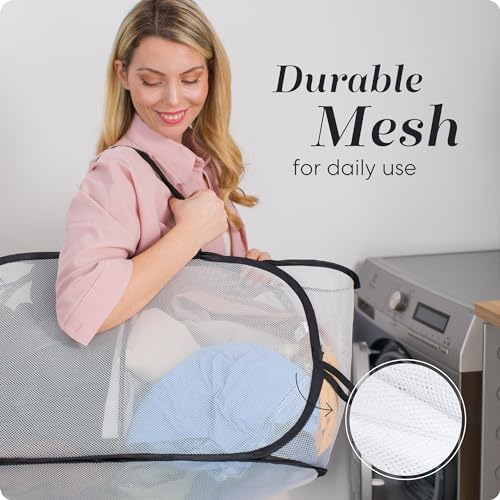 Handy Laundry Foldable Basket with 2 Compartments - White & Black