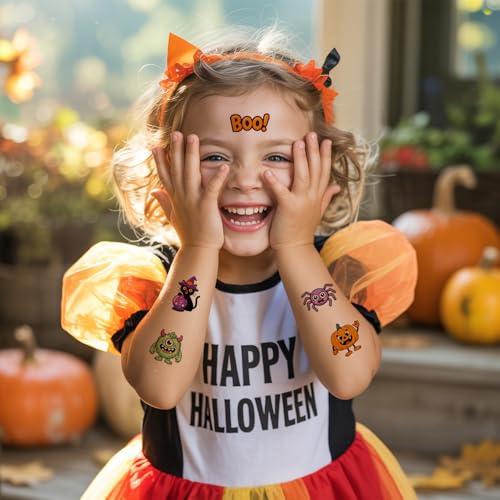 144 Halloween Temporary Tattoos for Kids - 24 Fun Designs