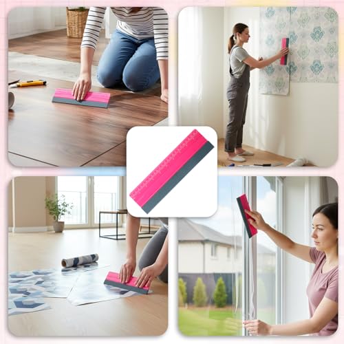 Tweruna 10 Inch Vinyl Squeegee Tool with Ruler - Pink & Black
