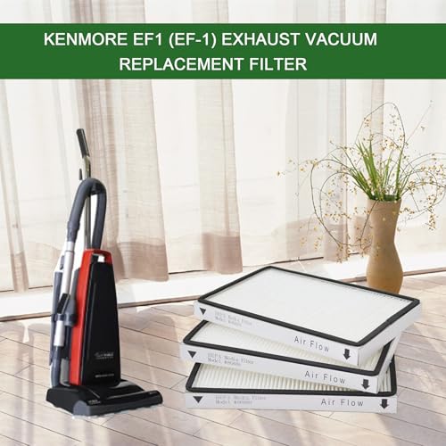 EZ SPARES EF1 Exhaust Filter for Kenmore and Panasonic Vacuums, 3-Pack