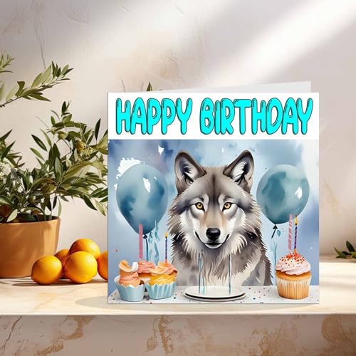 Premium Wolf Birthday Card - Eco-Friendly & Fun Design 145mm