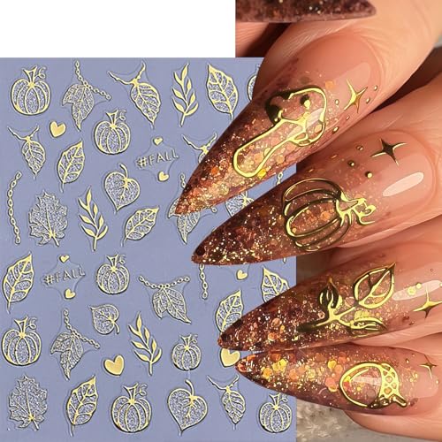 5 Sheets Halloween Pumpkin Ghost Nail Stickers 3D Self-Adhesive Decals